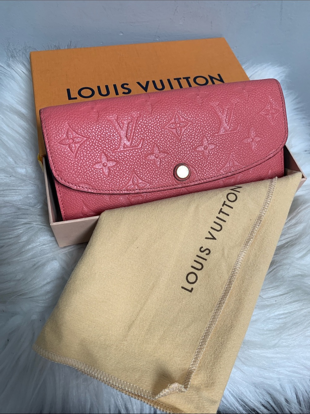 2016 authentic Louis Vuitton pink Empriente leather flap wallet w box & dustbag